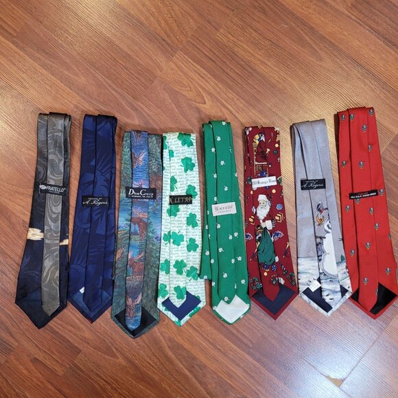 Set Of 8 Novelty Ties Featuring Holiday Animal & St. Patricks Day Themes 58-60" - Picture 5 of 8